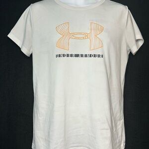 Men's L White Graphic Print Loose Heat Gear Short Sleeve T-shirt - Under Armour